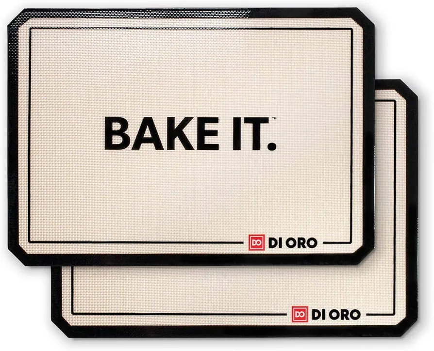 DI ORO Silicone Mats for Baking - Baking Mats Silicone for Baking Sheets - 480°F Heat-Resistant Nonstick Silicone Cooking Mats & Oven Liners - 16 1/2" × 11 5/8" - BPA Free Kitchen Cookie Sheets (2pc)