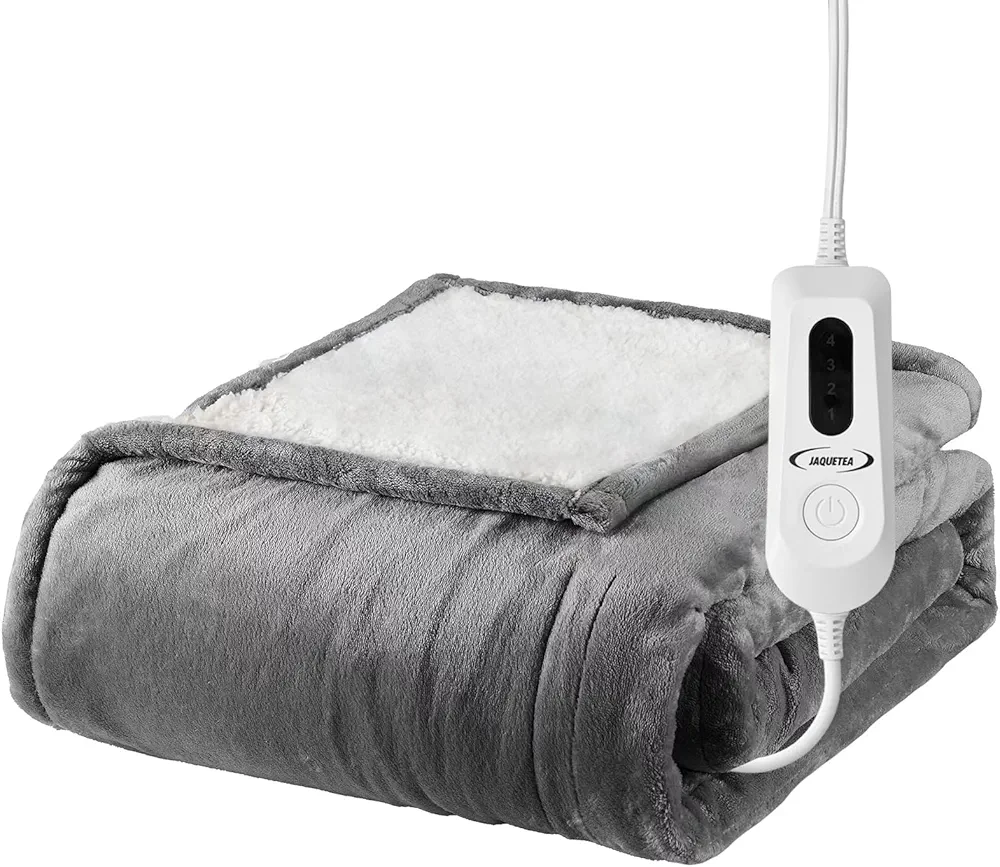 Heated Blanket Electric Throw Blanket- 50''x60'' Heating Blanket Throw 4 Hours Auto-Off & 4 Heating Levels Over-Heat Protection, Machine Washable Flannel Sherpa,Electric ETL Certification