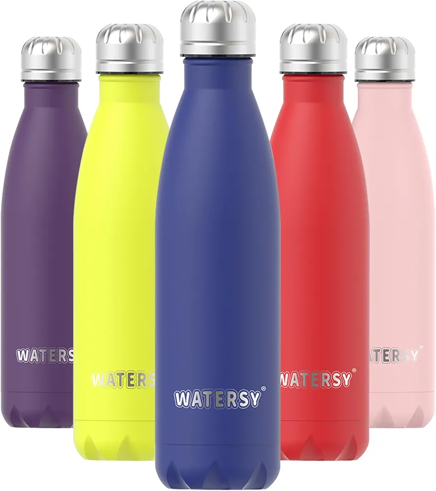 Stainless Steel water bottles,17oz/500ml Insulated Water Bottles,Deep Blue metal water bottle Keeps Drink Cold and Hot,BPA Free kids water bottles for School,Gym,Travel,Sports