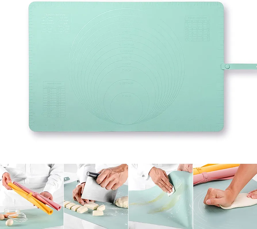 Extra Large Kitchen Silicone Pad, 23.6''x15.7'' Macaron Silicone Baking Mat, Thick Heat Resistant Mat Kneading Mat, Non Slip Non Stick Silicone Pastry Mats for Rolling Out Dough