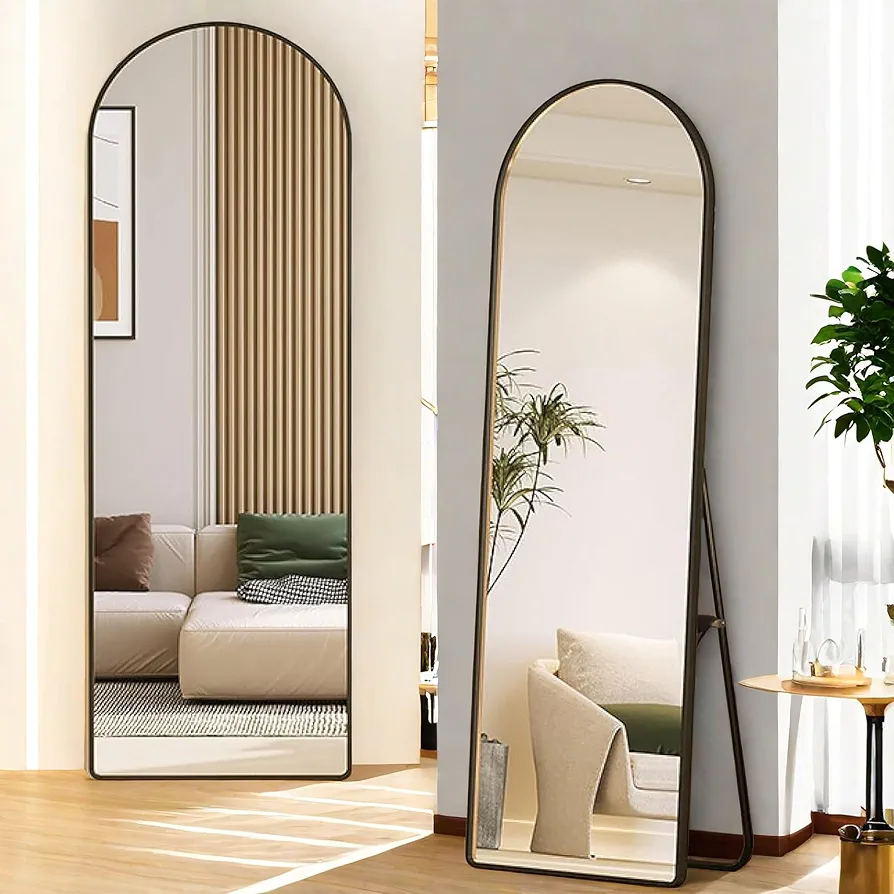 Full Length Mirror with Stand, Floor Standing Mirror 59"X16" Aluminum Alloy Wall Mirror Hanging or Leaning Against Wall, Body Mirror for Bedroom Living Room Dressing Room