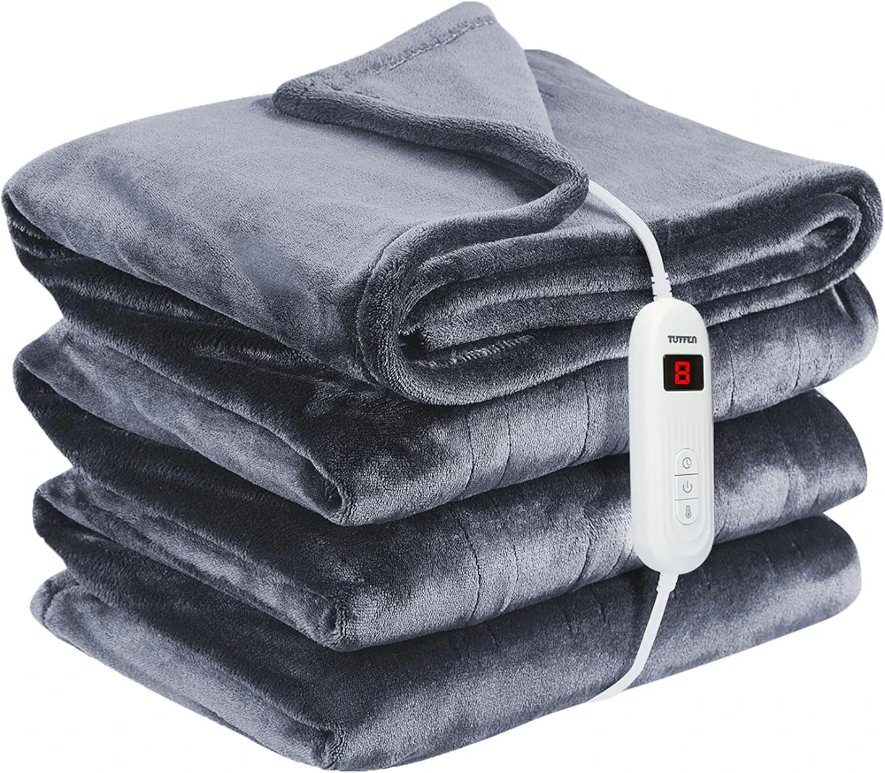 Electric Heated Blanket Full Size, Extremely Soft Cozy Flannel Heating Blanket with Single Controller, 10 Heating Levels & 8 Hours Auto-Off, Fast Heating & Machine Washable, 72" x 84"