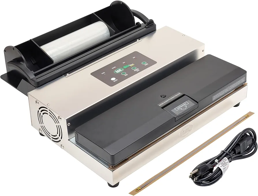 LEM Products MaxVac 500 Aluminum Vacuum Sealer with Removable Bag Holder and Cutter, Silver and Black