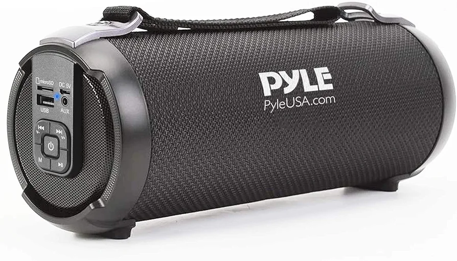 Pyle Wireless Portable Bluetooth Boombox Speaker - 100 Watt Rechargeable Boom Box Speaker Portable Music Barrel Loud Stereo System with AUX Input, MP3/USB/SD Port, Fm Radio, 2.5" Tweeter PBMSPG3BK