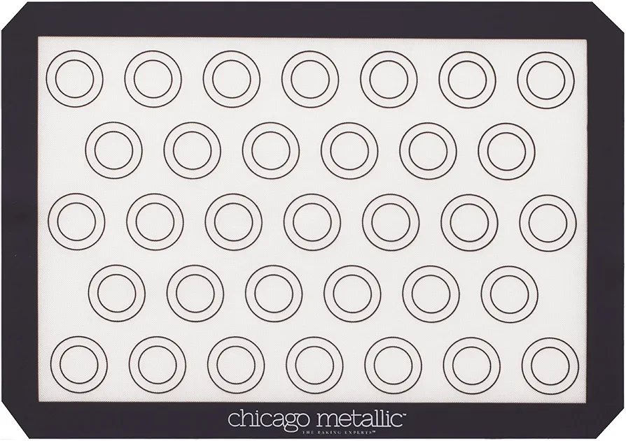 Chicago Metallic Silicone Pastry Mat with Measurements,, Baking Mat with Cookie Marks Gray 16.5x11.5 Inch