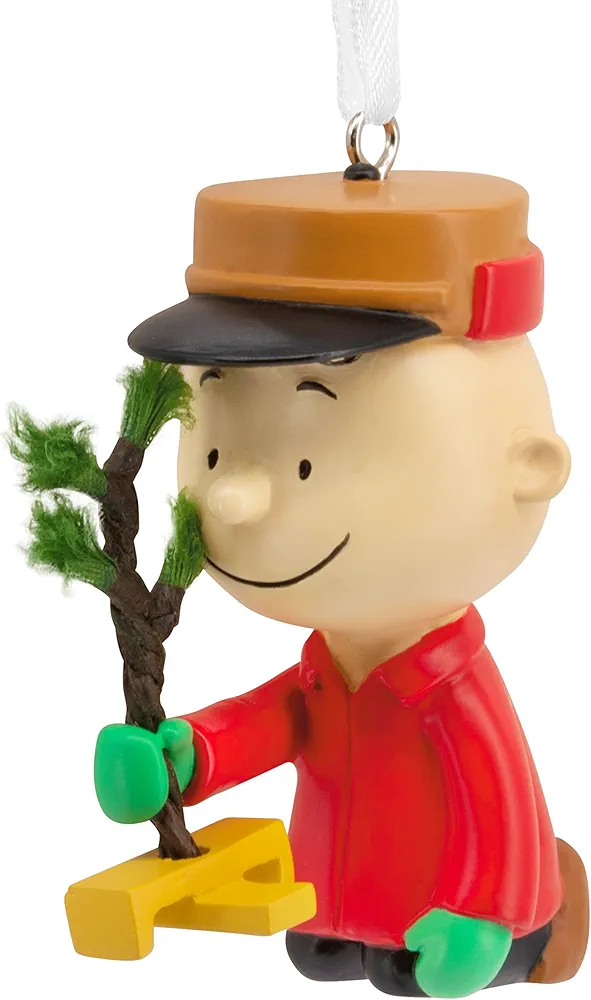 Hallmark Peanuts Charlie Brown Kneeling with Tree Christmas Ornament