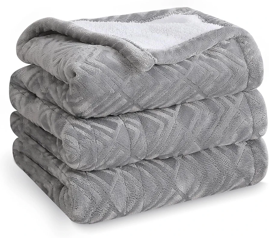 CORIWELL Heated Throw Electric Blanket - 50" x 60" Flannel Velvet Heat Blanket for Office - 5 Heating Setting Bed Soft Warming Blanket with 3 Hours Auto Shut Off, Machine Washable (Grey)