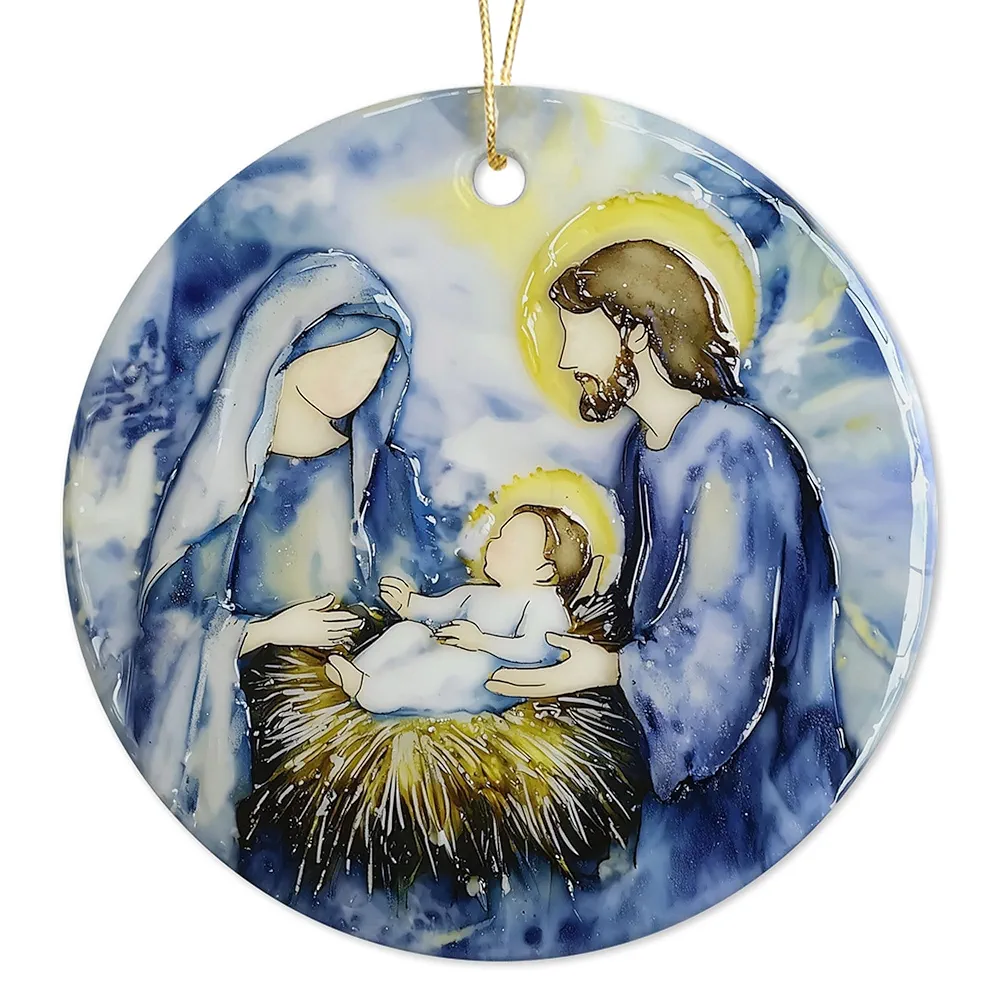 Nativity Ornament, Christmas Nativity Scene Ornament, Nativity Christmas Ornament, Baby Jesus Ornament, Christian Ceramic Ornament Christmas Gift