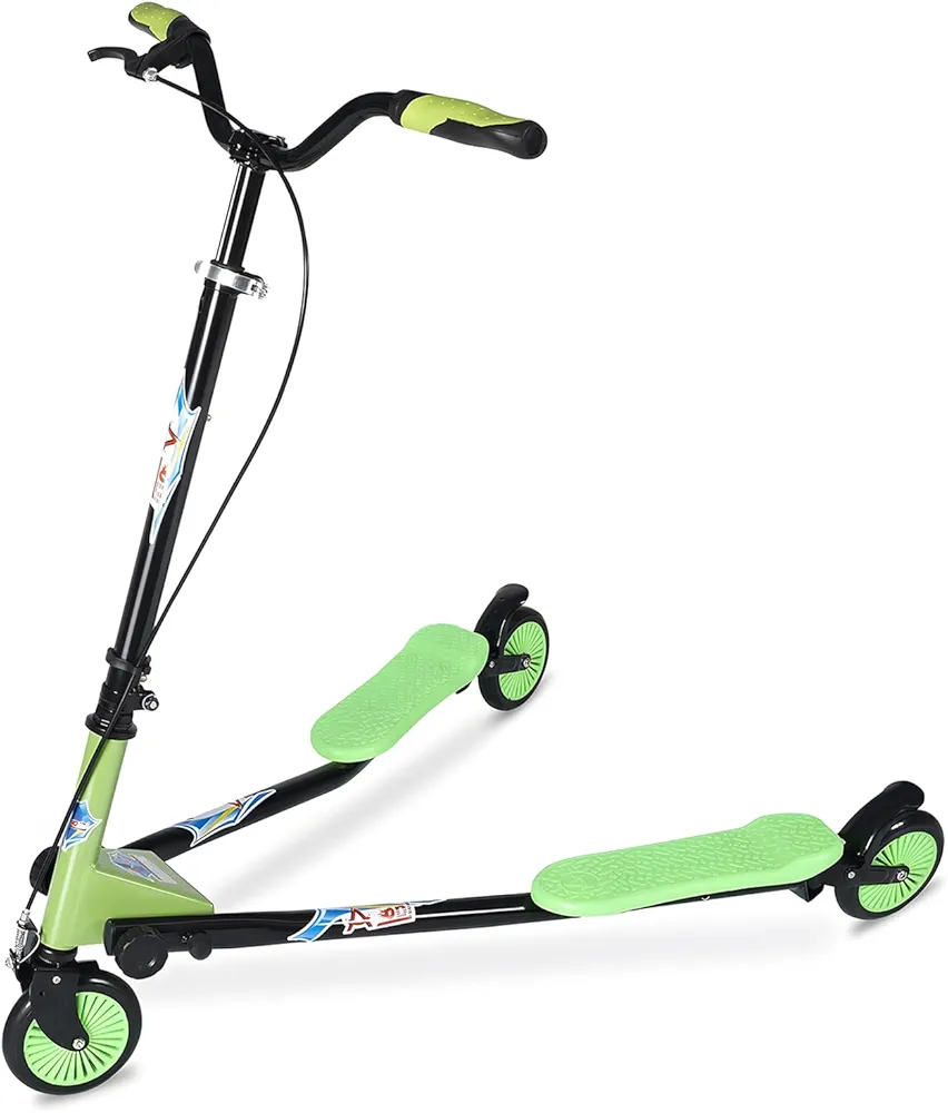 Swing Wiggle Scooter, 3 Wheels Drifting Scooter with Adjustable Height/Folding Kick Scooter for Kids/Woman/Men Age 6+ Years Old