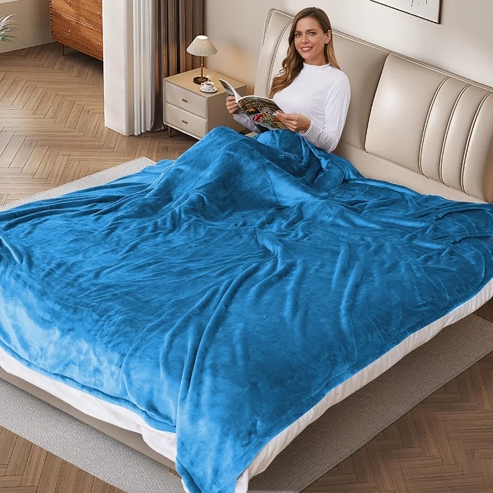 SUNNY HEAT Electric Blanket Full Size 72"x84" - Warm Flannel Heated Blanket with 4 Heating Levels & 10 Auto Off, Winter Comfort Aid Bedding, Teal