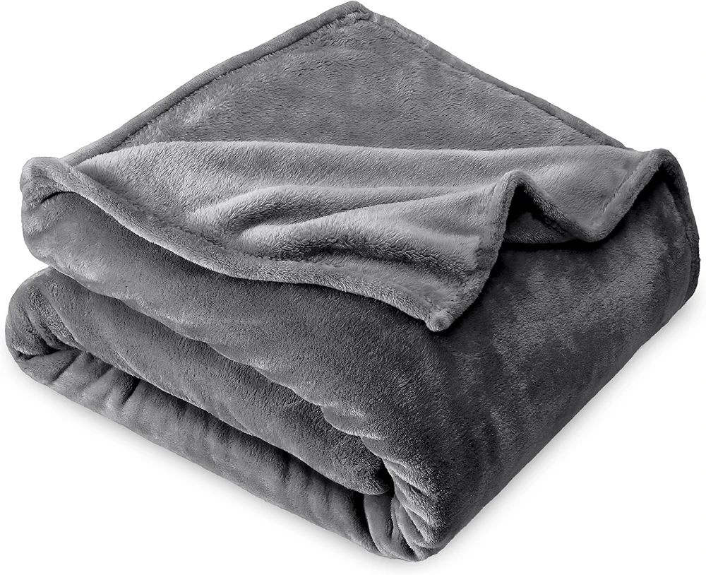 Bare Home Fleece Blanket - Twin/Twin Extra Long Blanket - Grey - Lightweight Blanket for Bed, Sofa, Couch, Movie Night, Camping, and Travel - Microplush - Ultra Soft Warm Blanket (Grey)