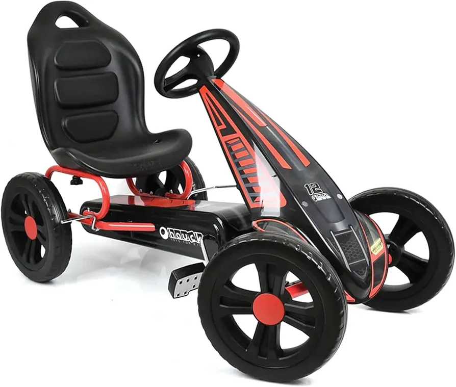 Hauck Hurricane Pedal Go Kart, Ride-On Toy w/ Rubber Tires & Handbrake, for Kids Ages 4-10